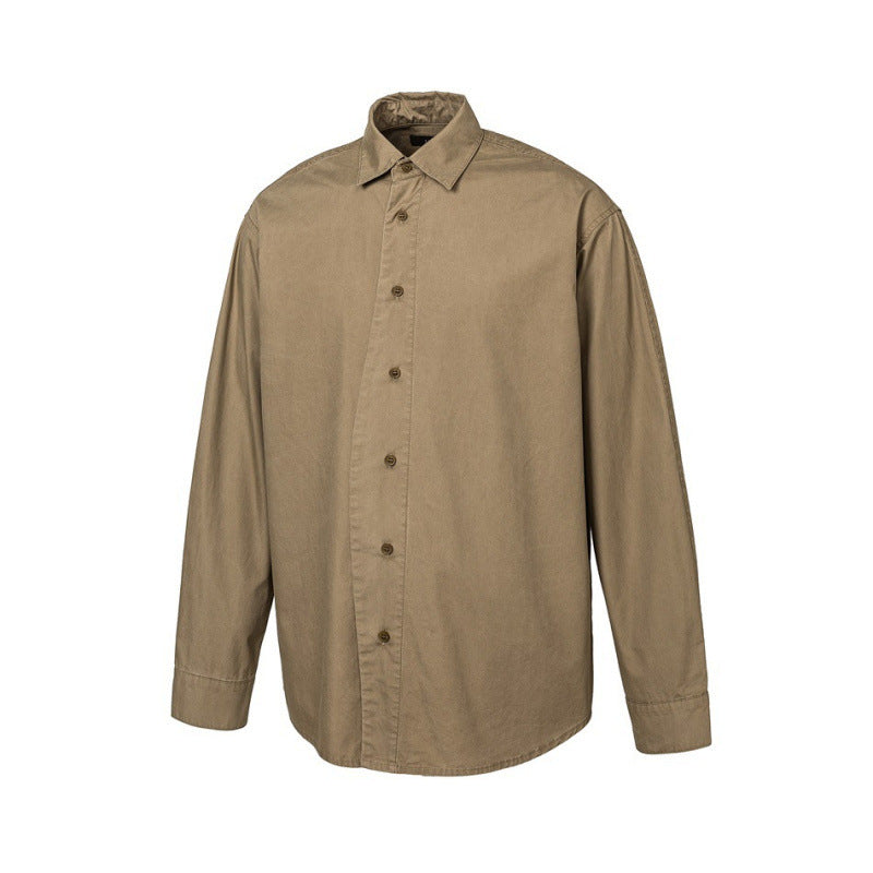Men's Loose Oversized Shirt made of Cotton Twill with Spread Collar and Relaxed Fit Amarae