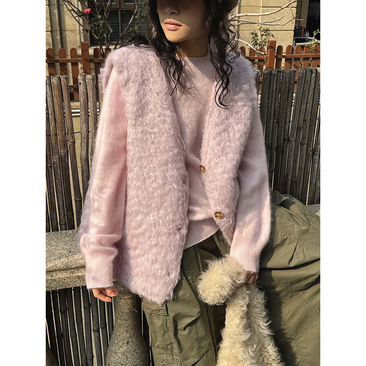 Women's Fluffy Sleeveless Mohair-Style Vest with Oversized Silhouette Amarae