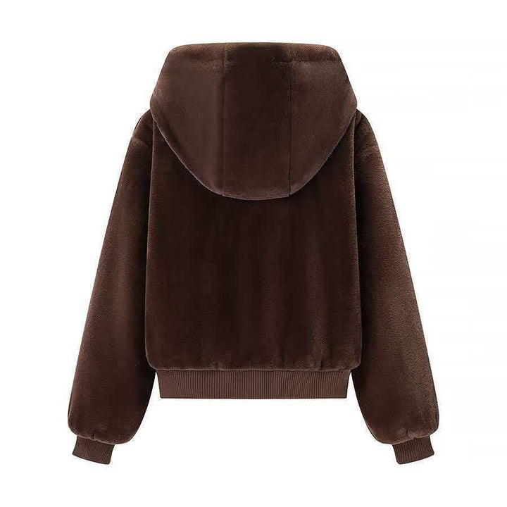 Veste à capuche moelleuse pour femme avec zip intégral et poignets élastiques Chic & Stil