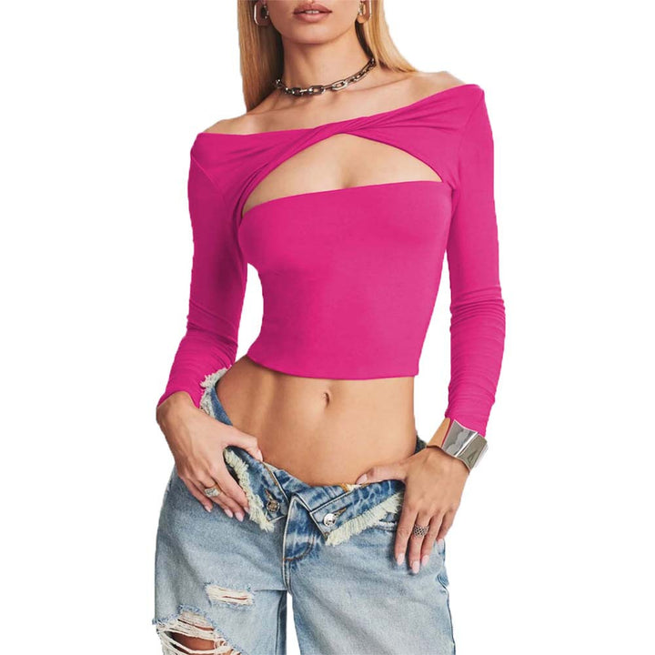 T-shirt court ajusté pour femmes avec découpe asymétrique Chic & Stil