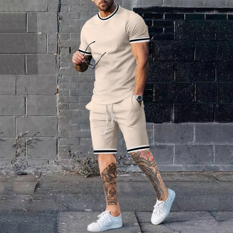 Men Short Sleeve Sport Set with Contrast Stripes Lune London
