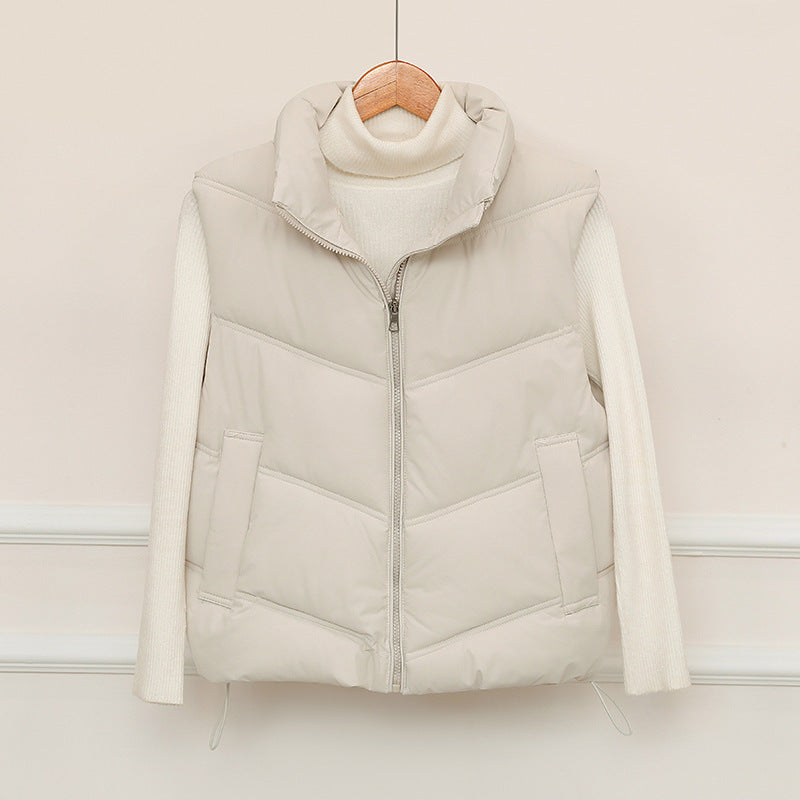 Ladies padded gilet with high collar and practical front pockets Amarae