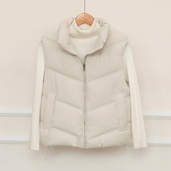Ladies padded gilet with high collar and practical front pockets Amarae