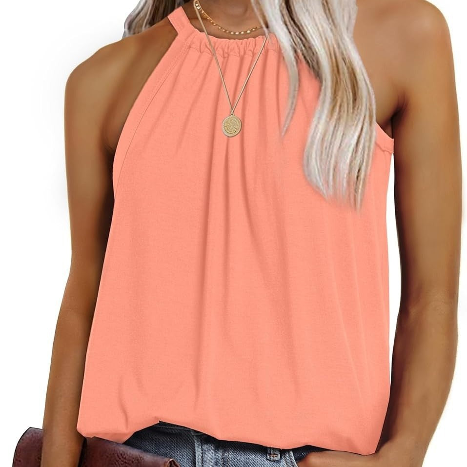 Woman high collar pleated tank top Lune London