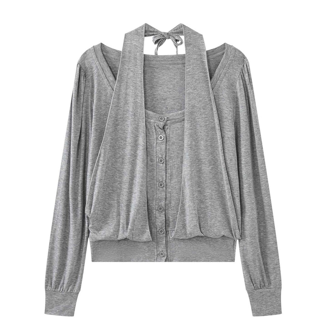 Women's Casual Viscose-Mix Button Jacket with Drawstring and Side Pockets Amarae