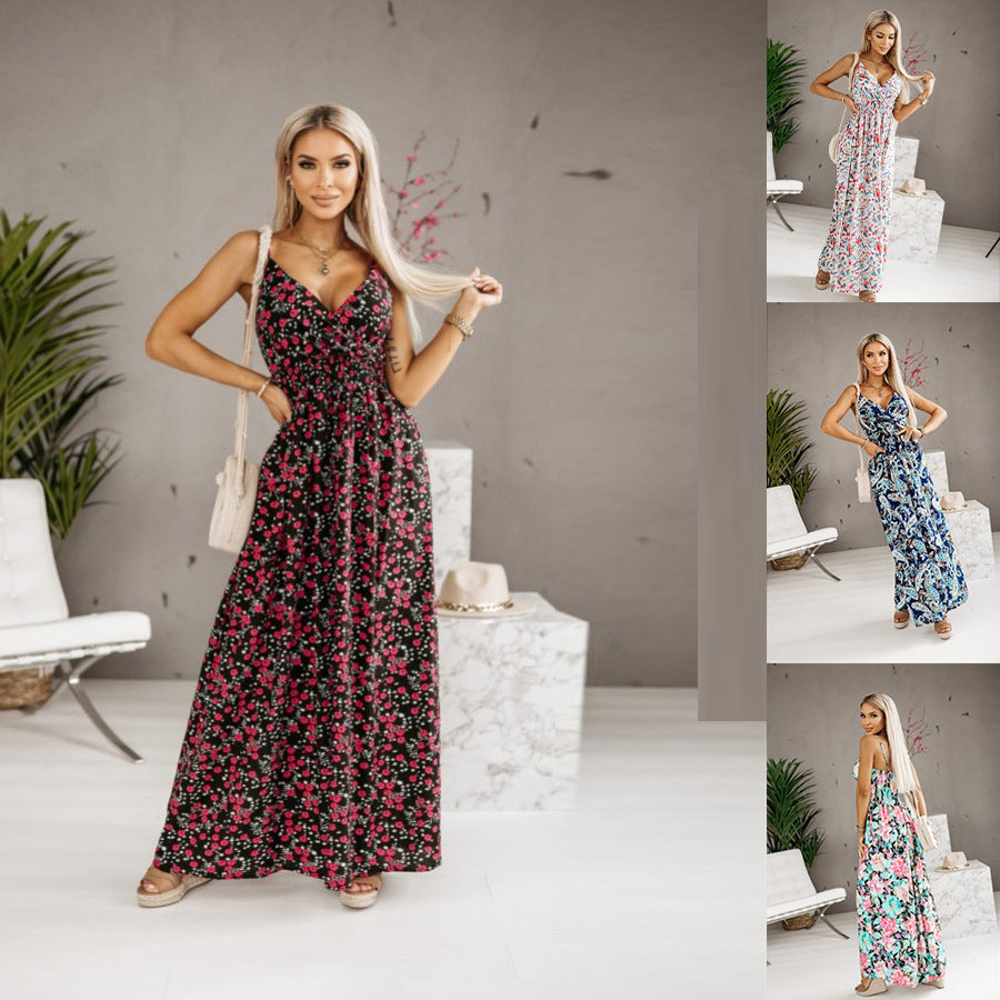 Floral maxi dress for women with adjustable straps Lune London