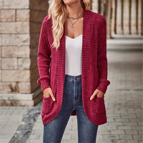 Women's knit jacket with structured design and practical pockets Amarae