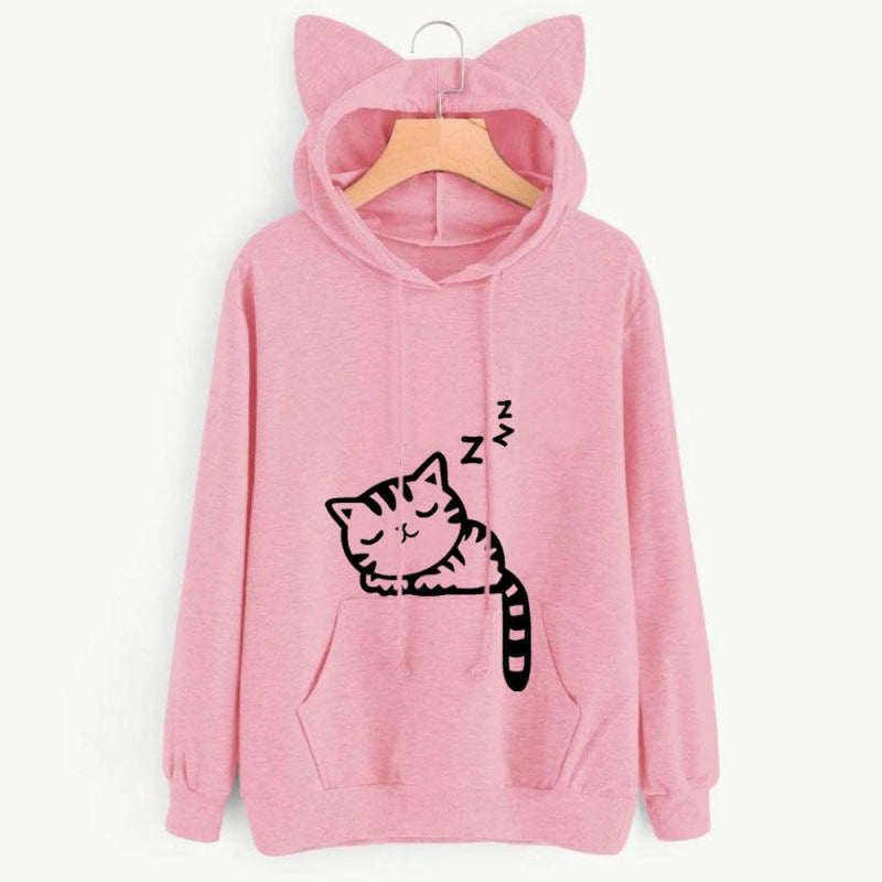 Women’s hoodie with cat ears and cute print Lune London
