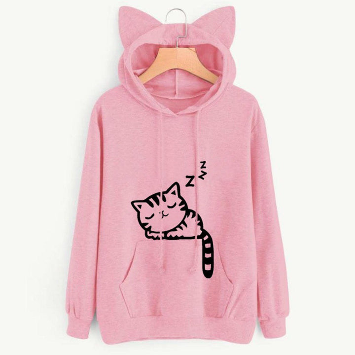 Women’s hoodie with cat ears and cute print Lune London