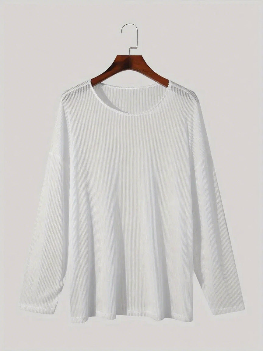 Long sleeve t-shirt for women with textured rib pattern and relaxed fit Lune London