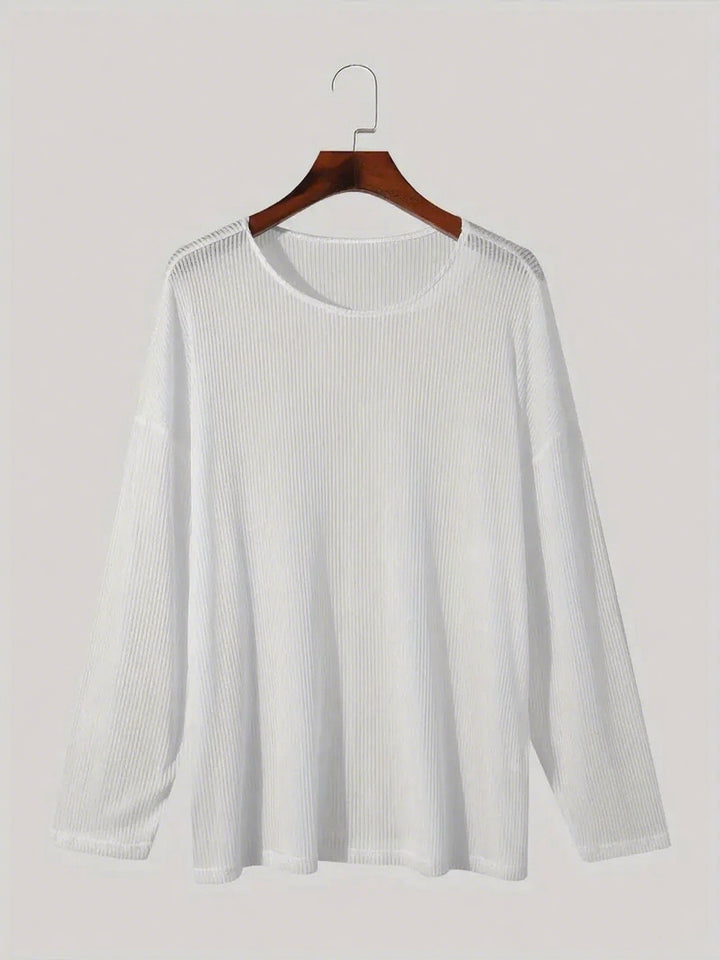 Long sleeve t-shirt for women with textured rib pattern and relaxed fit Lune London
