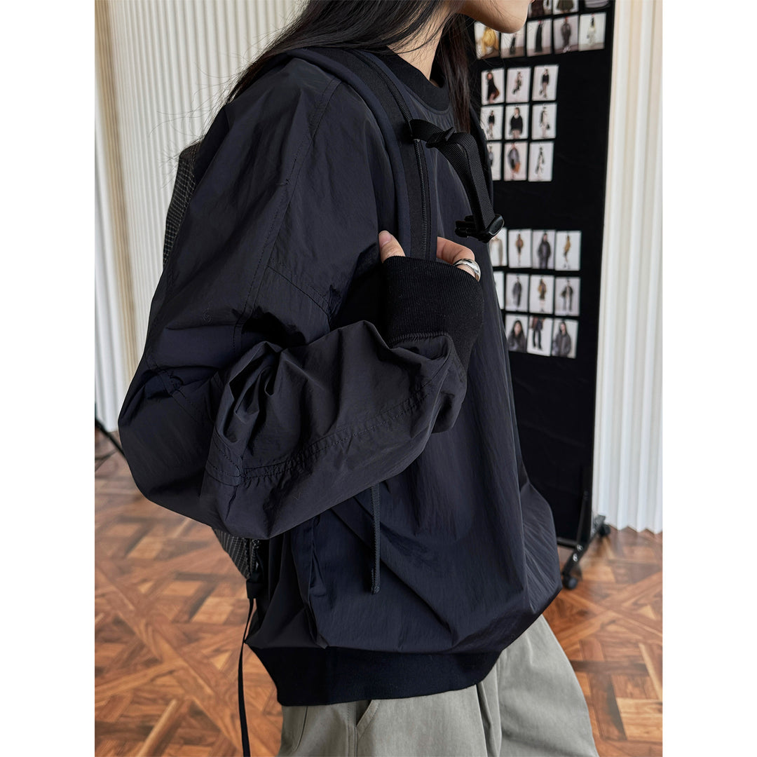 Women's Light Oversized Sweatshirt with Nylon Overlay and Ribbed Cuffs Amarae