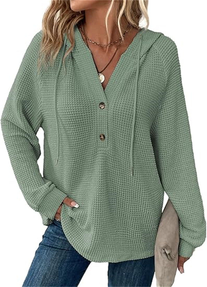Ladies hooded sweatshirt in waffle texture Amarae