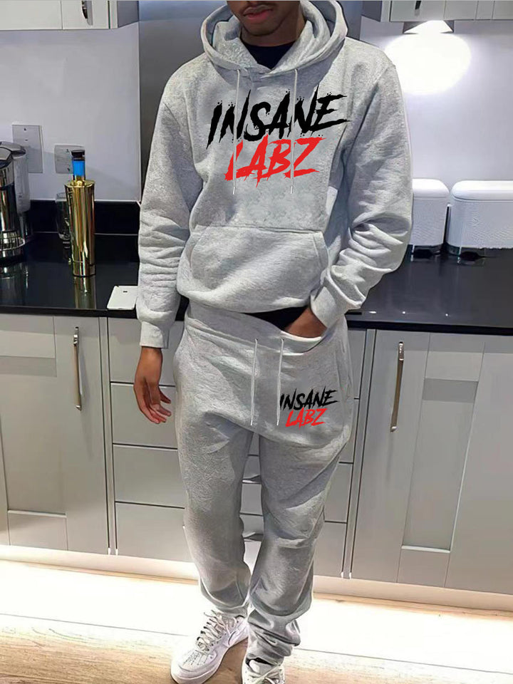 Men's Sports Hoodie and Jogging Pants Set with Chic Logo Marking Style