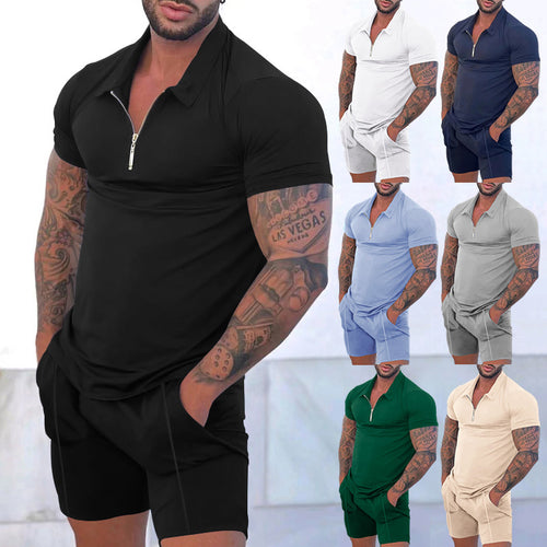 Men's short sleeve sports t-shirt with zipper Amarae