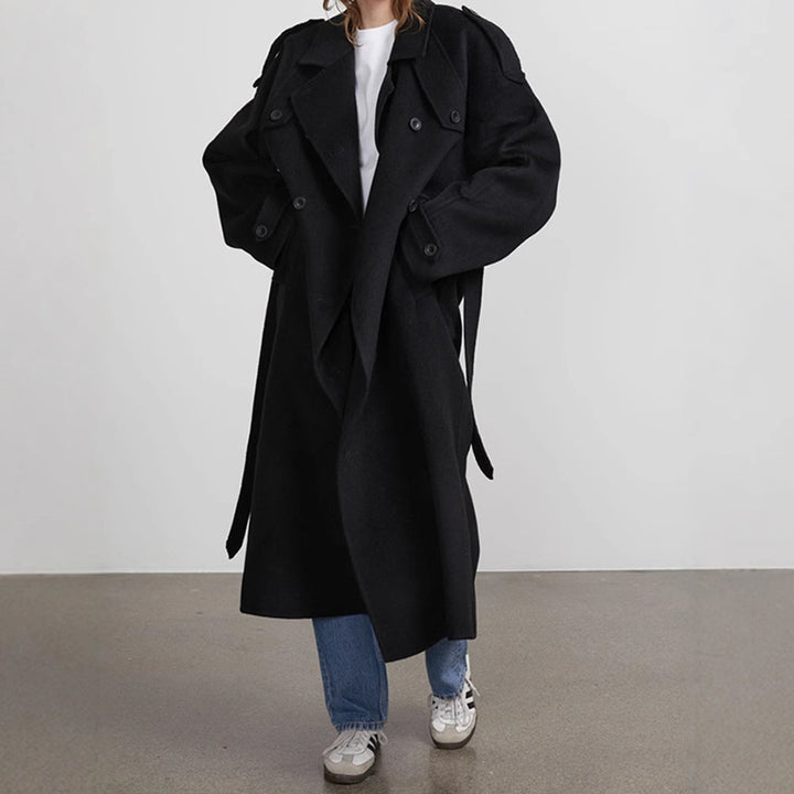 Oversized trench coat for women in high-quality wool blend with double breasted Lune London