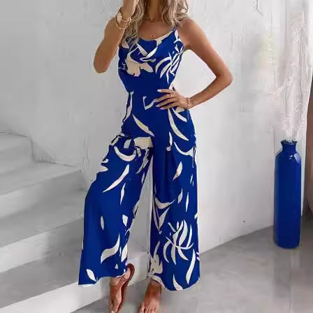 Ladies Floral Printed Wide Leg Jumpsuit Amarae