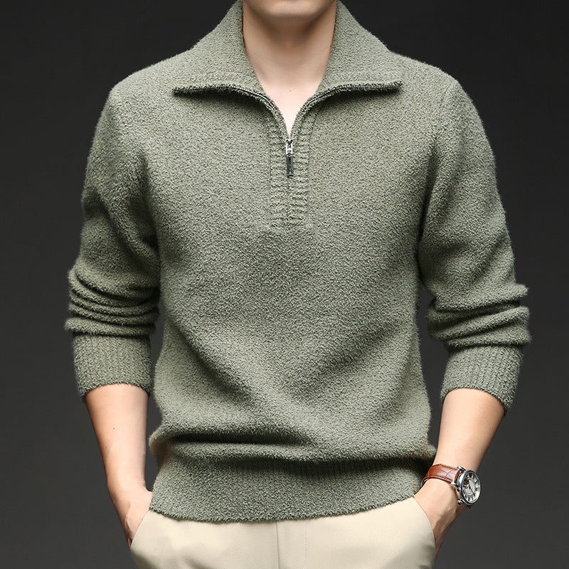 Men's sweater with high collar and zipper Lune London