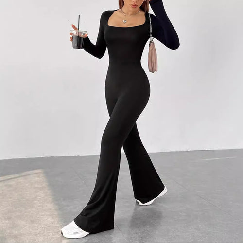 Elegant and fitted women's jumpsuit with wide legs and long sleeves Amarae