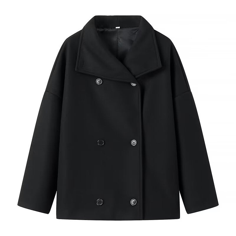 Ladies fashionable transitional coat with elegant double-breasted style Amarae