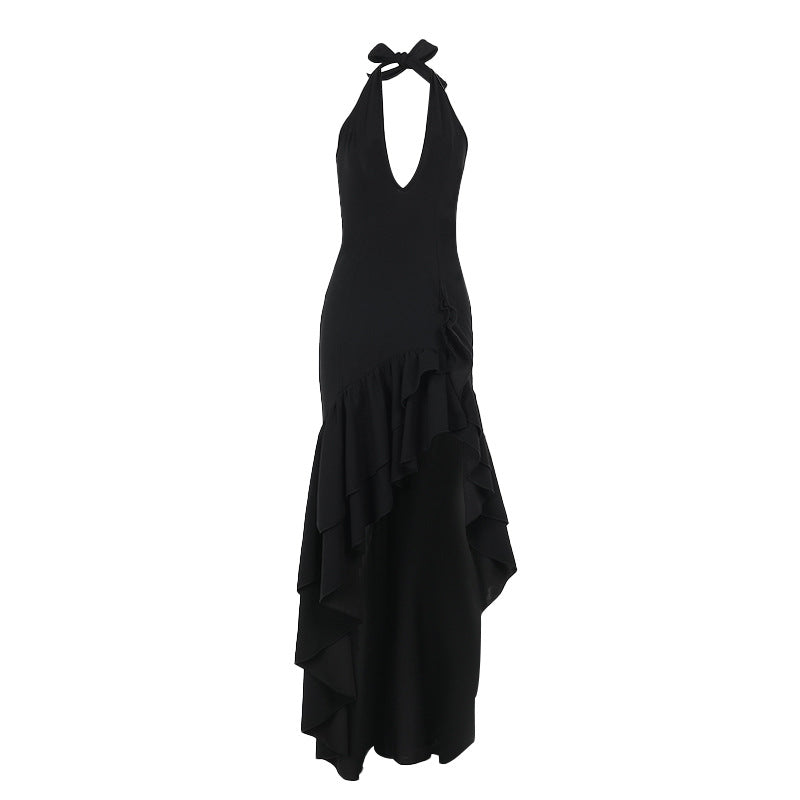 Lune London Ruffle Halter Neck Evening Dress