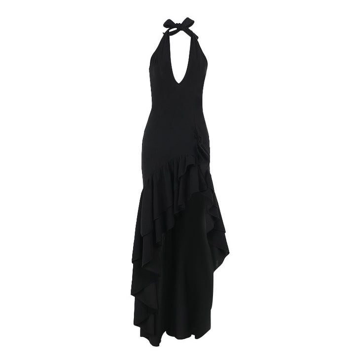 Lune London Ruffle Halter Neck Evening Dress