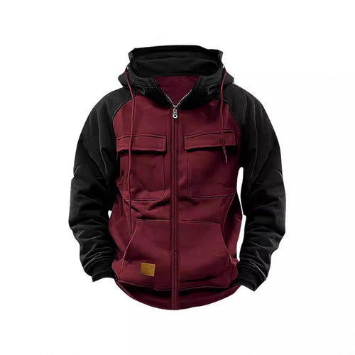 Hooded jacket for men with practical front utility pockets and a high collar Amarae