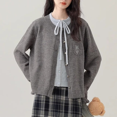 Women's knitted jacket with decorative buttons and high-quality embroidery Amarae