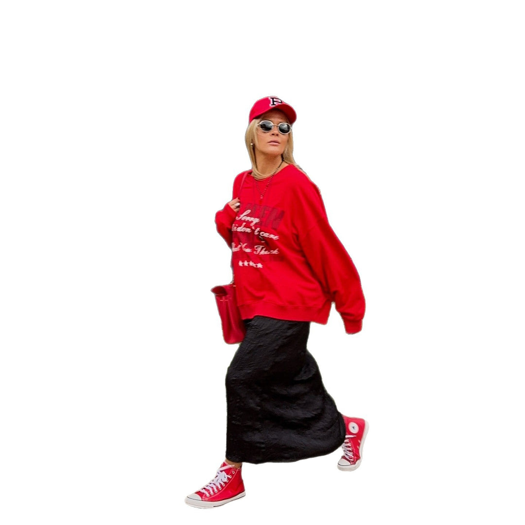 Women’s sporty sweatshirt with catchy inscription and casual fit Lune London