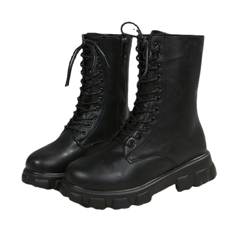Women’S Lace-Up Boots with A Sturdy Platform and Side Zipper Lune London