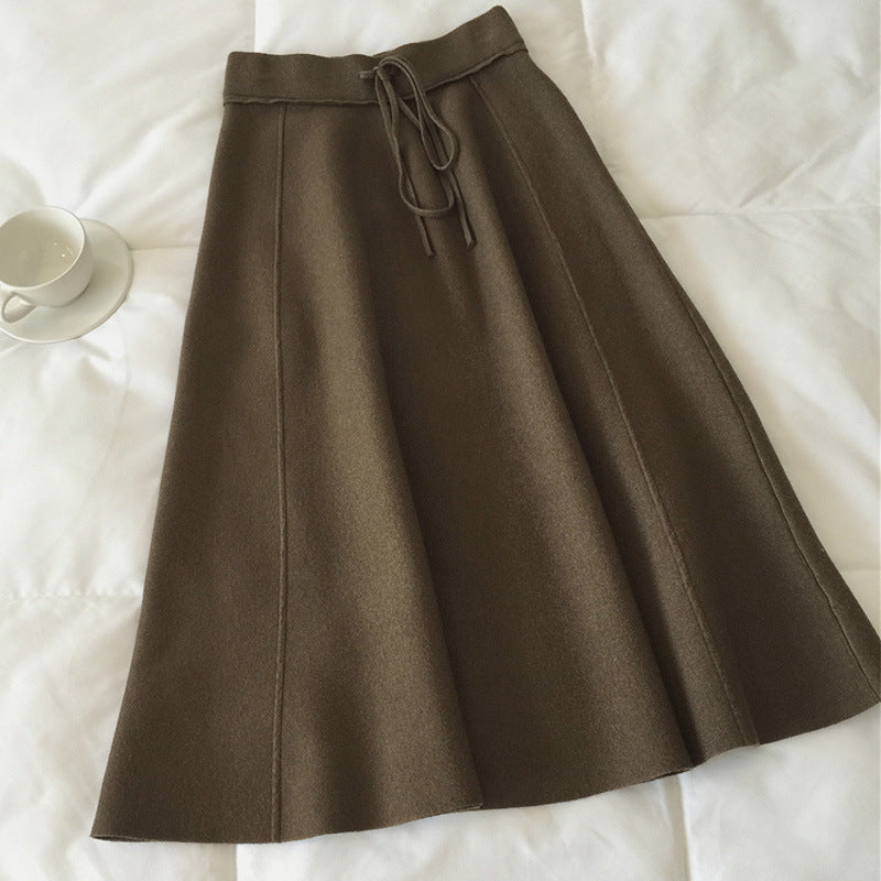 Jupe maxi femme en matériau doux avec cordon pratique