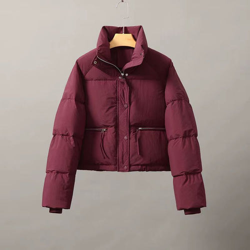 Ladies winter down jacket with high collar and practical pockets Amarae