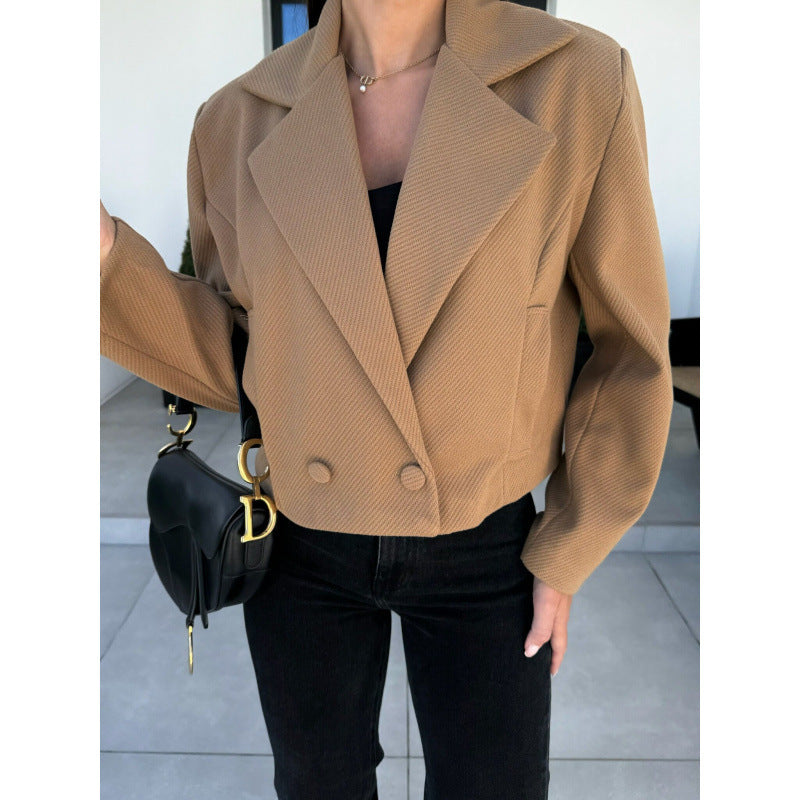 Cropped double-breasted blazer jacket for women Lune London
