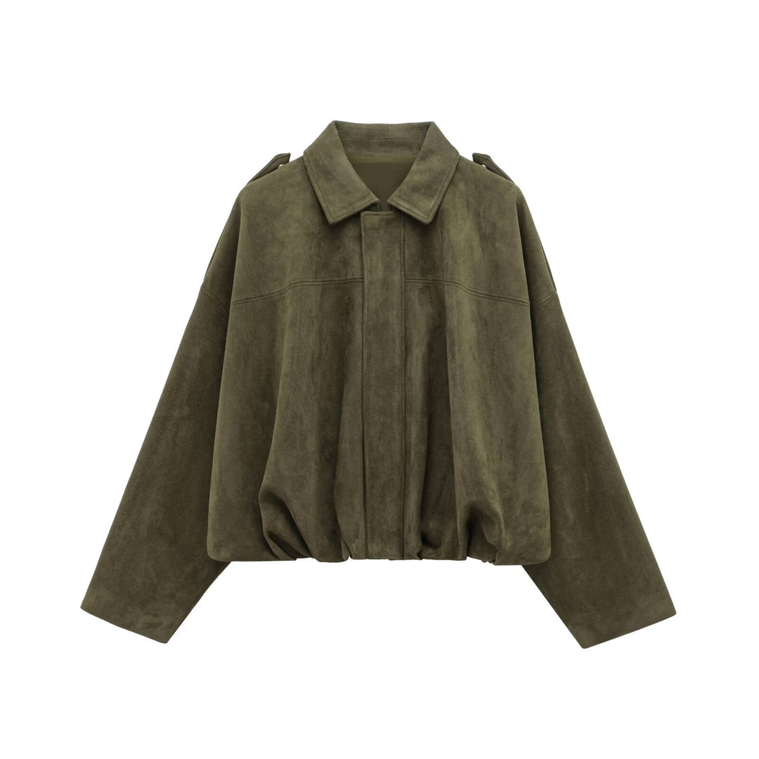 Ladies oversized synthetic leather garment with modern cut and trendy cord Amarae