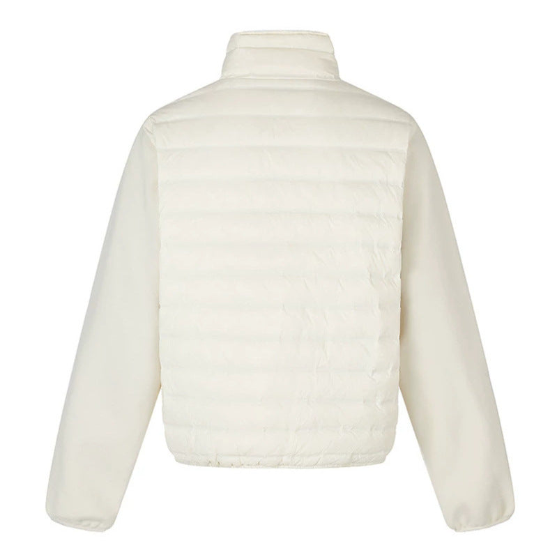 Women's quilted hybrid jacket with asymmetrical shawl collar and elastic waistband Amarae