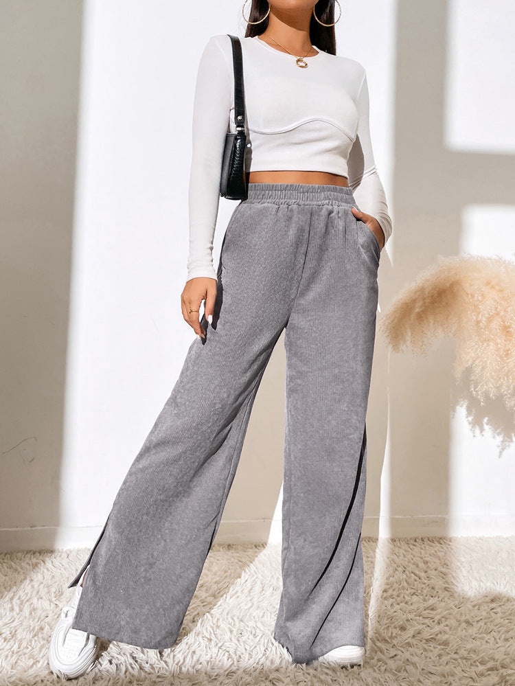 Lune London fine shoemaking women’s palazzo pants with side slits
