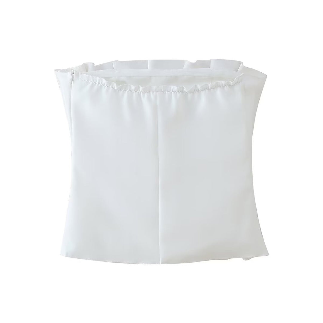 Sleeveless top for women with voluminous ruffle design Lune London