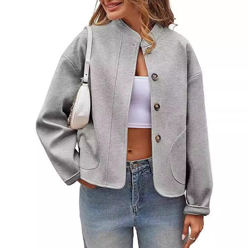 Women oversized button jacket with side pockets Amarae