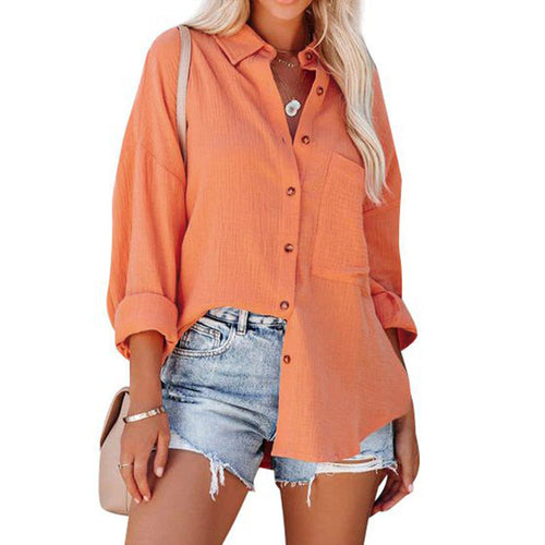 Chiffon shirt for women with wide sleeves and a practical chest pocket Amarae