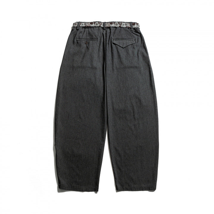 Men's Loose Highwaist Pleated Pants with Elastic Waistband and Printed Drawstring Amarae