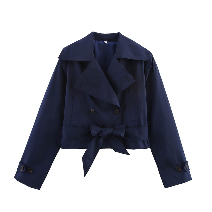 Veste courte élégante pour femme avec large col et ceinture à nouer Chic & Stil