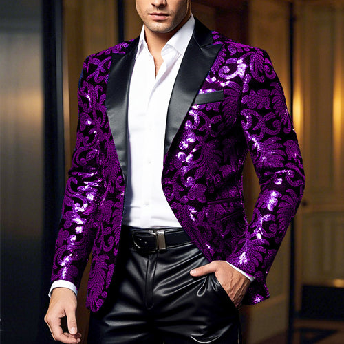 Elegant sequin blazer for men with luxurious floral design Amarae