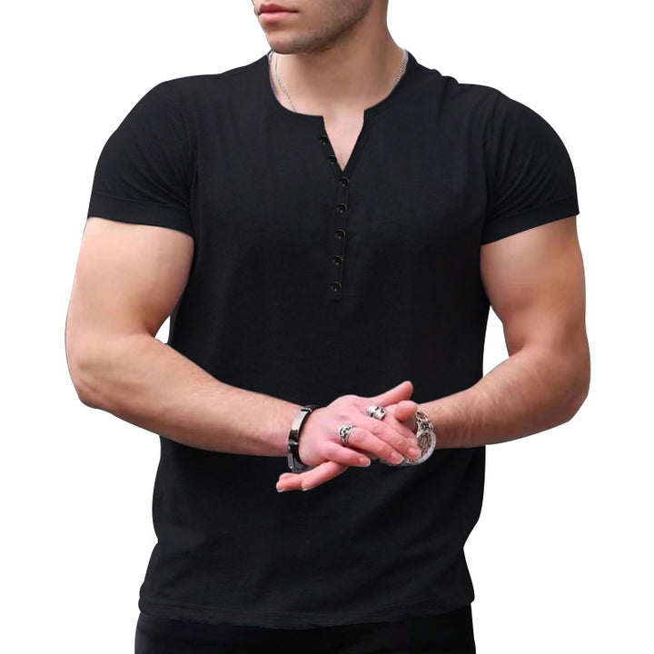 Men's Short Sleeve Henley Shirt with Button Placket and Fitted Cut Lune London