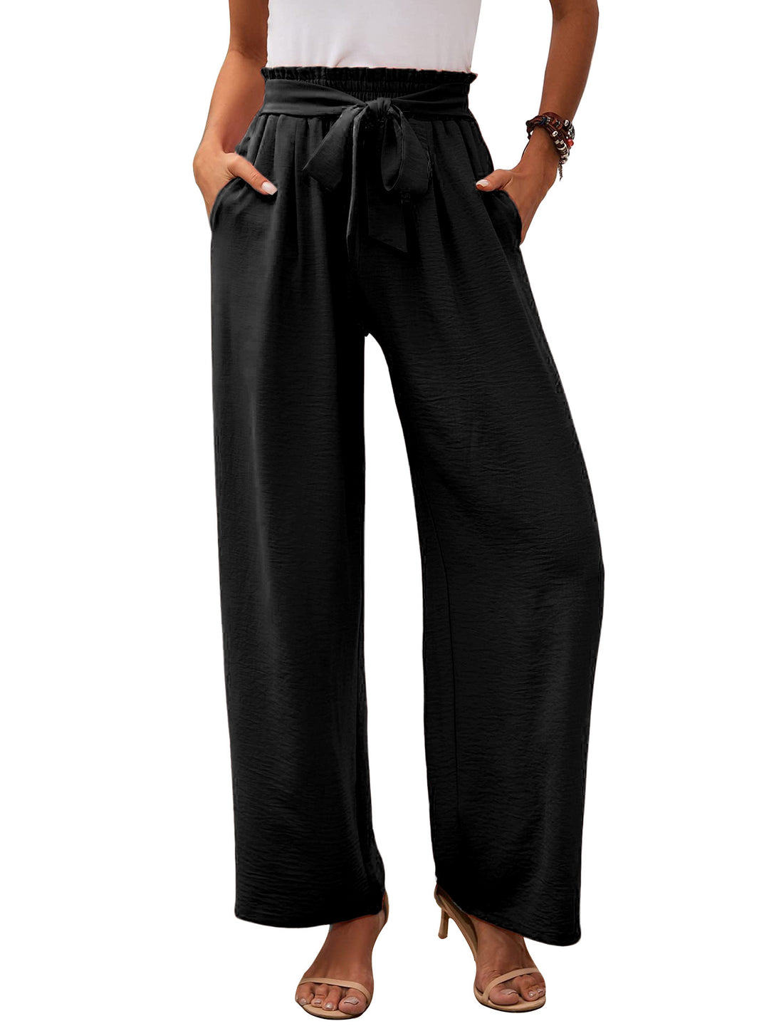 Wide palazzo pants for women with high waist and chic and stylish waistband
