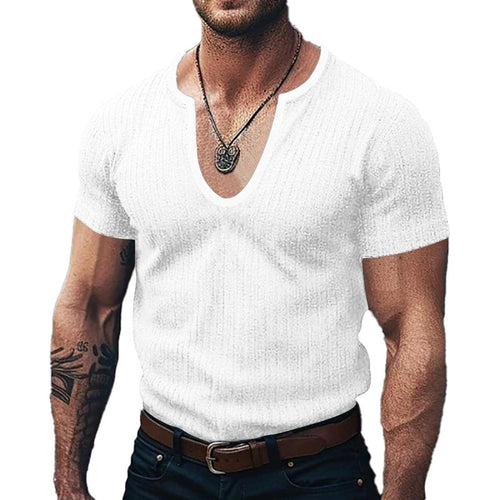 Men's V-neck ribbed T-shirt Amarae