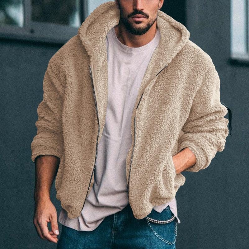 Soft fleece jacket for men with high collar and practical zipper Lune London