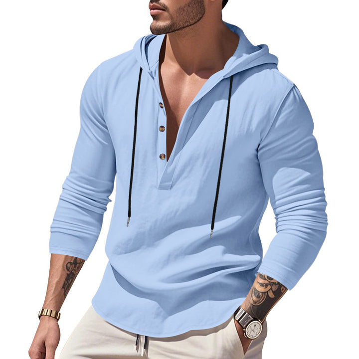 Men's casual hoodie shirt with modern button placket design Amarae