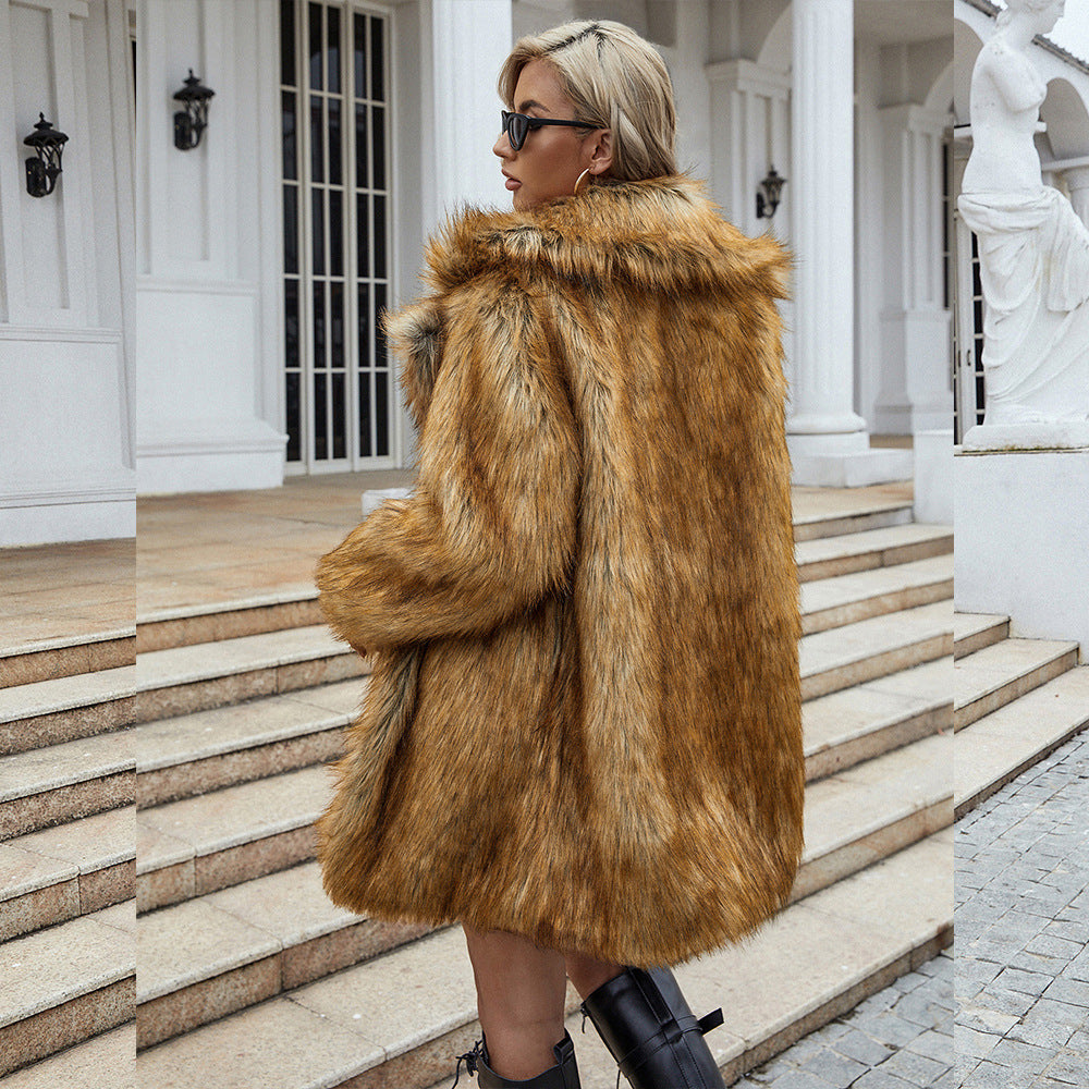 Ladies Luxury Synthetic Fur Coat Chic and Stylish