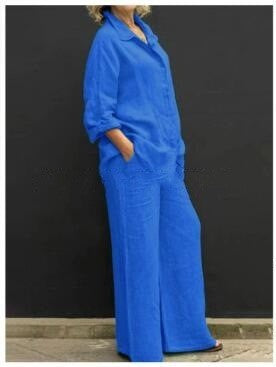 Women's Relaxed Linen Set with Oversized Shirt and Wide Palazzo Pants Amarae