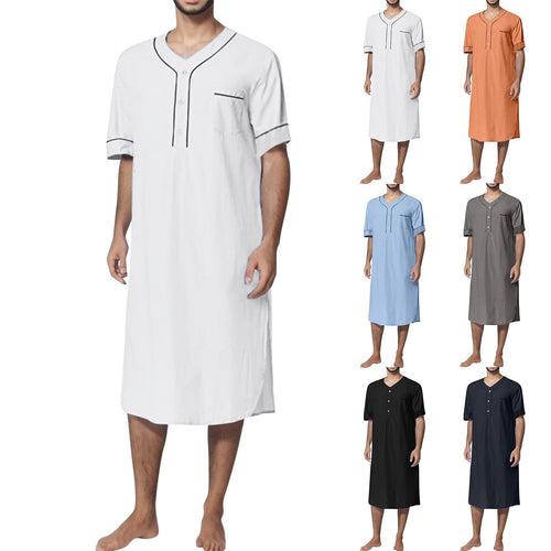 Short dress with short sleeves for women featuring a modern high collar and a practical button placket Amarae